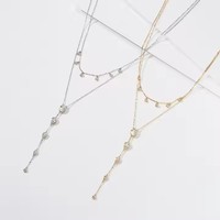 Bijoux fins Accessoire de collier à 2 couches à la mode et de haute qualité, collier pendentif en zircon ovale rond en argent sterling 925