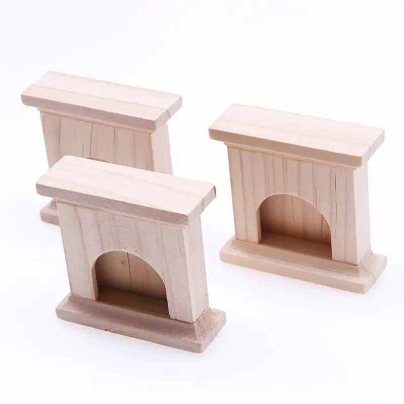 Dollhouse natural solid wood fireplace miniature scene furniture ornaments children's educational toy model