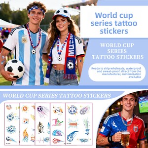 Calcomanías de Tatuajes de Fútbol Coloridas 2026, Personalizables con el Logotipo del Equipo, Resistentes al Agua, Artículos de Lujo para Fiestas de Fans - Product Image 1
