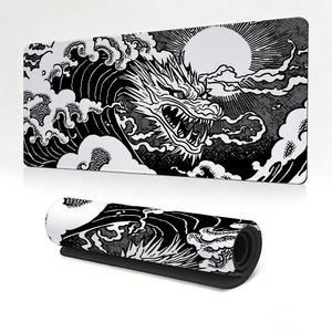 Alfombrilla de Ratón para Juegos Extendida Black Dragon, Base Grande para Escritorio, Bordes Cosidos, Superficie Suave de Precisión para <span class=keywords><strong>Teclado</strong></span> y Portátil - Product Image 3
