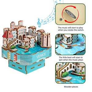 Puzzle 3D in Legno Fai-da-Te, Carillon Modello Venezia, Gondola Rotante, Regalo di Compleanno Ecologico a Manovella per Adulti, Bambini e Adolescenti - Product Image 5