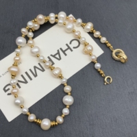 Collier de perles en acier inoxydable délicat de luxe fait à la main pour femmes bijoux de perles de mode chic