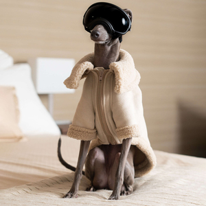 Chaqueta de perro de lujo personalizada Qiqu para galgos italianos <span class=keywords><strong>ropa</strong></span> cálida de invierno para mascotas nuevo diseñador estilo clásico hecho de poliéster - Product Image 4