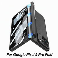 Pour Google Pixel 10 Pro Fold : Étui de protection rigide en cuir uni avec verre trempé pour écran, compatible avec le support magnétique à charnière pour Pixel 9 Pro Fold