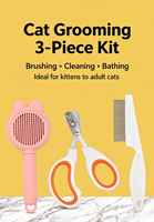 Kit de toilettage pour animaux 3 en 1 : brosse à aiguilles en acier, peigne anti-puces, coupe-ongles, démêlage, nettoyage, antidérapant pour chats et chiens