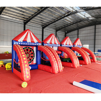 Jeu gonflable 4-en-1 en PVC durable pour fêtes et événements : Cible de football, basket-ball et jeu de tir flottant