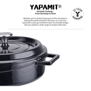 Casserole ronde <span class=keywords><strong>en</strong></span> <span class=keywords><strong>fonte</strong></span> émaillée de qualité supérieure Pro pour fruits de mer gastronomiques - Product Image 4