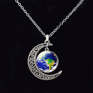 Collana <span class=keywords><strong>Pianeti</strong></span> Sistema Solare Terra Saturno Giove Ciondolo Cabochon in Vetro Gioielli Astronomici Spazio Esterno - Product Image 4