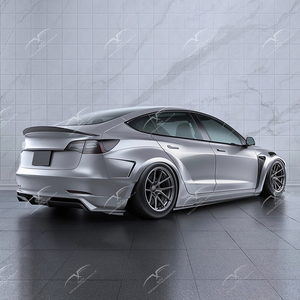 Kit Carrozzeria Larga Adatto per Tesla <span class=keywords><strong>Model</strong></span> 3 Kit Carrozzeria in Fibra di Vetro Passaruota Anteriori e Posteriori Parafanghi Modifica Paraurti Anteriore - Product Image 3
