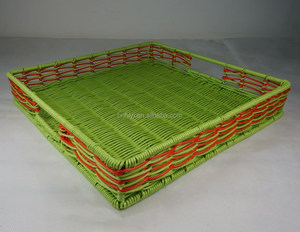 Cestino Portaoggetti Rettangolare Moderno <span class=keywords><strong>Verde</strong></span> in PP Ecologico Intrecciato a Mano, Multifunzione come Vassoio per Pane e Prodotti da Forno - Product Image 3