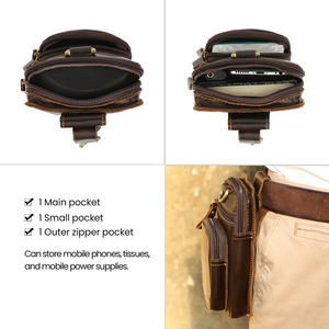 Vintage petite taille Packs sac de téléphone portable en <span class=keywords><strong>cuir</strong></span> véritable taille <span class=keywords><strong>ceinture</strong></span> sac pour hommes - Product Image 4