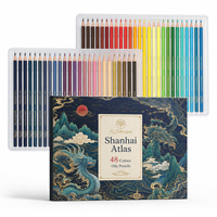 Crayons de couleur à l'huile FLOWood Shanhai Atlas 48 couleurs, crayons de dessin et d'esquisse pour artistes de style rétro chinois, coffret cadeau de qualité supérieure