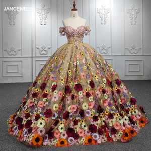 ชุดราตรีทรงบอลกาวน์ลูกไม้หวานสไตล์ดีไซเนอร์หรูหรา รุ่น Jancember T-6512 - Product Image 6