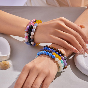 Atraer la riqueza buena <span class=keywords><strong>suerte</strong></span> moda 8mm pulsera de cuentas de piedra Natural para Mujeres Hombres amor amistad pulseras joyería regalos de fiesta - Product Image 3
