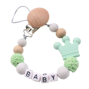 <span class=keywords><strong>Chupete</strong></span> de silicona personalizado para bebé, clip hecho <span class=keywords><strong>a</strong></span> mano, cuentas de ganchillo personalizadas, corona de silicona, soporte de cadena para <span class=keywords><strong>chupete</strong></span> - Product Image 2