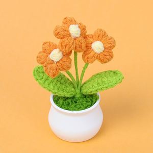 Flores Tejidas Artificiales Decorativas Hechas a Mano, Flor de Punto Creativa de 3 Cabezas para el Día de la Madre, Halloween - Product Image 4