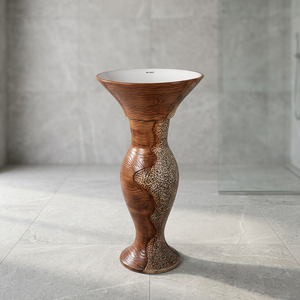 Ensemble de lavabo sur pied en céramique monobloc moderne pour salle de bain, villa, hôtel, centre commercial, usine, vente en gros - Product Image 4
