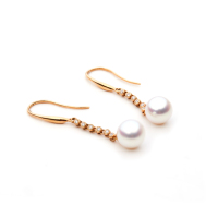 Pendientes de perlas Akoya de agua de mar de oro auténtico de 18 quilates al por mayor con diamantes naturales joyería de moda popular para mujer personalizable