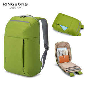 Kingsons Casual <b>Backpack</b> 15 Inches Water Resistant <b>Student</b> Schoolbag Unisex Solid Color Green - Product Image 5