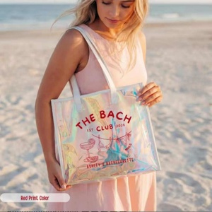 Large Capacity Women Shoulder <b>Tote</b> <b>Bags</b> Portable Durable PVC <b>Travel</b> Beach <b>Bag</b> Printed Logo Holographic Grocery <b>Bag</b> <b>For</b> Daily - Product Image 5