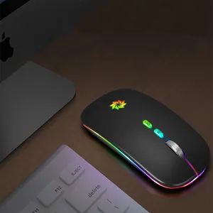 Buy-ratón óptico ultrafino de 2,4G para ordenador, Mouse inalámbrico recargable RGB ajustable de 1600 DPI para juegos