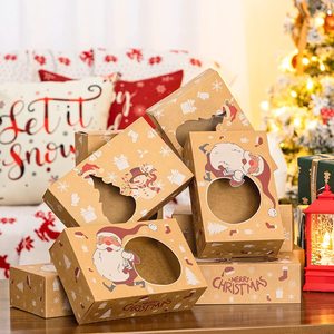 Tùy chỉnh Kraft hộp giấy với cửa sổ rõ ràng cho Giáng sinh kẹo Quà Tặng Cookie bao bì hộp giáng sinh trang trí - Product Image 1