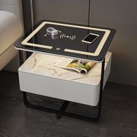 Table de chevet intelligente avec lumière LED tricolore Chargement sans fil Table de chevet moderne avec tiroir de rangement pour la maison