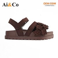 Sandales à plateforme pour filles avec bride cheville, décor fleur 3D, pour tout-petits, sangle réglable auto-agrippante, légères en PVC soufflé, printemps-été