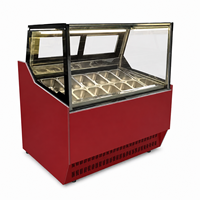 Vitrine Réfrigérée Commerciale pour Gelato 10/12 Bacs avec Vitrine en Verre et Refroidissement par Ventilation
