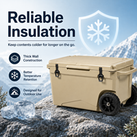 Glacière thermique rotomoulée 60QT avec roues pour camping en extérieur, stockage alimentaire portable