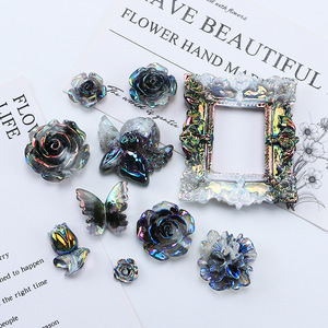 K509 nuevos accesorios de resina lindo ángulo flor marco mariposa cristal negro Color <span class=keywords><strong>Baroco</strong></span> estilo DIY artesanía - Product Image 5
