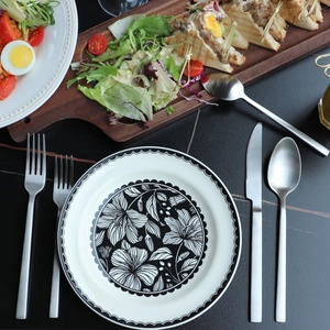 Ensemble de couverts en acier inoxydable en vrac, couteau, fourchette, cuillère dorés, argenterie avec manche carré, polissage miroir, métal durable - Product Image 6