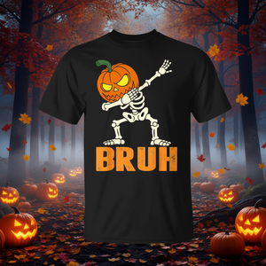 T-shirt à manches courtes unisexe pour adulte, col rond, imprimé numérique, motif citrouille squelette dansante pour Halloween - Product Image 3