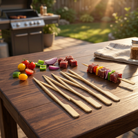 Brochettes longues jetables en bambou avec logo personnalisé pour kebab et barbecue – Idéales pour le camping, les fêtes et les restaurants