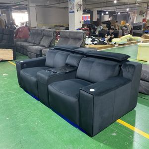 Divano da teatro in velluto e reclinabile per Home <span class=keywords><strong>Cinema</strong></span> posti a sedere di colore nero elettrico per soggiorno mobili reclinabili divani per teatro - Product Image 2