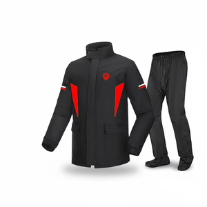 Impermeabile Riflettente Personalizzato per Moto/<span class=keywords><strong>Bici</strong></span> Elettrica, Set Giacca e <span class=keywords><strong>Pantaloni</strong></span> in Poliestere, per Consegnatori - Product Image 1