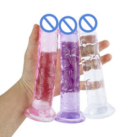Vente en gros de gros dildo réaliste en silicone cristallin, personnalisé, pas cher, pour femmes et hommes