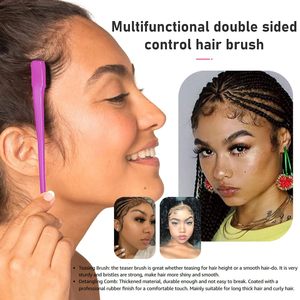 Factory Direct Sale 3Pcs Hair Brush Set Custom Logo/Colors Teasing Brush Rat Tail Comb <b>Edge</b> Brush <b>Plastic</b> Hair Styling Comb Set - Product Image 4