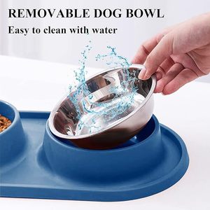 Ciotole per Cani, Mangiatoia Lenta per Cuccioli, Antiscivolo, Antirovesciamento, Ecologica, in Acciaio Inox e Silicone, Facile da Trasportare - Product Image 3