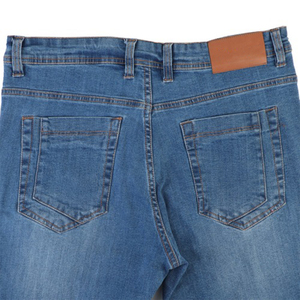 Pantalon en jean décontracté de luxe pour homme avec braguette à boutons, tissu 100% coton de qualité supérieure, coupe régulière, mode estivale - Product Image 2