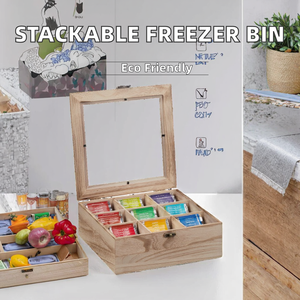 Wholesale High Quality Wooden Injection Molded PET Small Size <b>Freezer</b> Storage <b>Bins</b> Stackable Refrigerator <b>Drawer</b> Food <b>Organizer</b> - Product Image 2