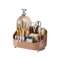 Boîte à maquillage de coiffeuse de bureau avec couvercle en plastique pour le rangement des rouges à lèvres et le tri des articles divers en dortoir, modèle JG8069-2