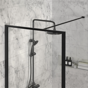 Pantalla de <span class=keywords><strong>ducha</strong></span> de habitación húmeda con marco negro mate económico Oumeiga de 700mm para uso familiar pequeño - Product Image 4