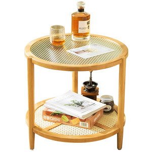 <b>Round</b> <b>Coffee</b> <b>Table</b> Glass Top Solid <b>Wood</b> Frame With Storage Shelf Living Room Home Tea <b>Table</b> Modern Minimalist Design - Product Image 5