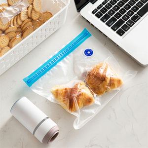 Reusable <b>Vacuum</b> Food Storage <b>Bag</b> Transparent Freezer Ziplock Seal <b>Bag</b> Set With Pump for Snacks Fruits Vegetable and Meat Storage - Product Image 4