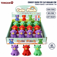 Jouet Squishy Coloré et Croustillant en Argile Vache des Highlands à Rebond Lent, Jouet Anti-Stress, Jouet Fidget, Cadeau
