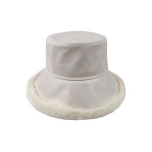 Chapeau de pêcheur en cuir PU noir lisse pour l'hiver, chapeau chaud vintage japonais en laine d'agneau, chapeau bob - Product Image 6