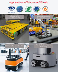 Set di Ruote Mecanum NM254A da 254mm ad Alta Capacità di Carico 1500kg per Robot Industriali di Grandi Dimensioni, Ruota Mecanum Gialla - Product Image 5