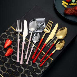 Ensemble de couverts en acier inoxydable, couteau et <span class=keywords><strong>fourchette</strong></span>, taille fine, quatre pièces - Couteau et <span class=keywords><strong>fourchette</strong></span>, ensemble de cuillères à dessert - Boîte cadeau - Product Image 3