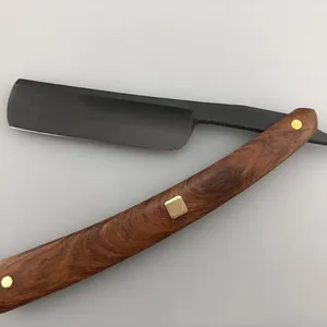 Manico in legno Chic Etero Barbiere Bordo In Acciaio Rasoi Da Barba Lama Piegante Della Lama Uomini Vintage Straight Edge Metallo Dei Capelli Rasoio